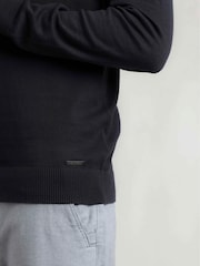 Weird Fish Light Blue Baxter Fine Knit 1/4 Zip 100% Cotton Jumper - Image 5 of 7