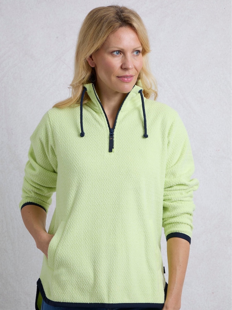 Weird Fish Green Odina Quarter Zip Textured Fleece - Image 1 of 8