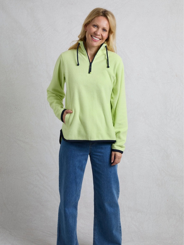 Weird Fish Green Odina Quarter Zip Textured Fleece - Image 2 of 8