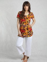 Weird Fish Brown Nuri Viscose Printed Tunic - Image 1 of 7