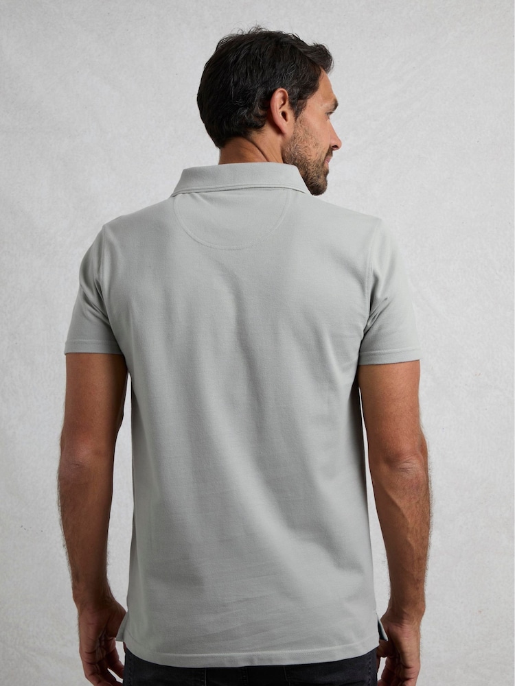 Сірий - Weird Fish Miles Pique 100% Cotton Polo Shirt - Image 2 of 7