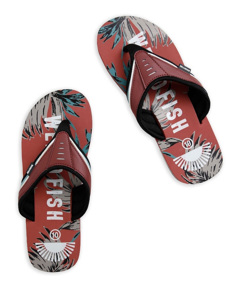 Weird Fish Red Lexington Printed Sandals - Image 1 of 3