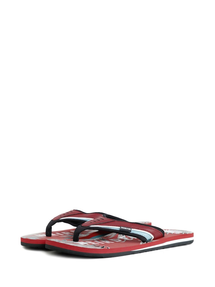Weird Fish Red Lexington Printed Sandals - Image 2 of 3
