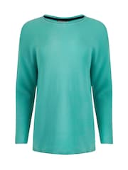 Weird Fish Blue Dalla Knitted 100% Cotton Crew Jumper - Image 5 of 5