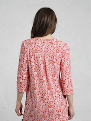 Weird Fish Red Ava Printed Slub 100% Cotton Tunic - Image 2 of 7