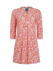 Weird Fish Red Ava Printed Slub 100% Cotton Tunic - Image 6 of 7