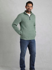 Weird Fish Green Laramie 1/4 Zip Snow Marl Fleece - Image 1 of 7