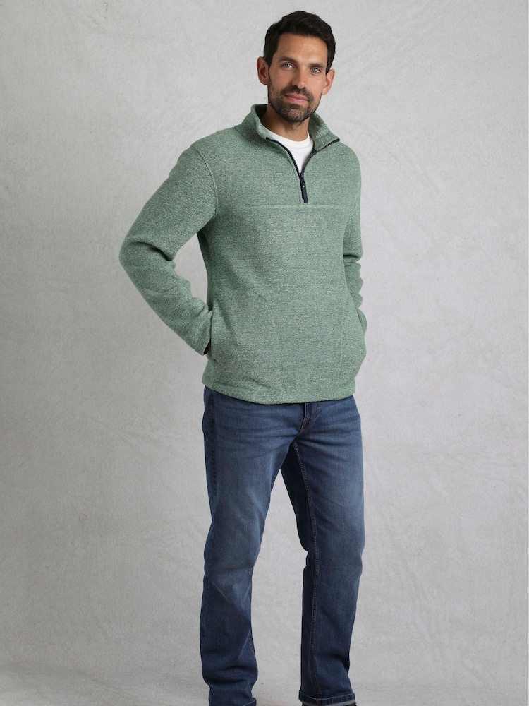 Weird Fish Green Laramie 1/4 Zip Snow Marl Fleece - Image 1 of 7