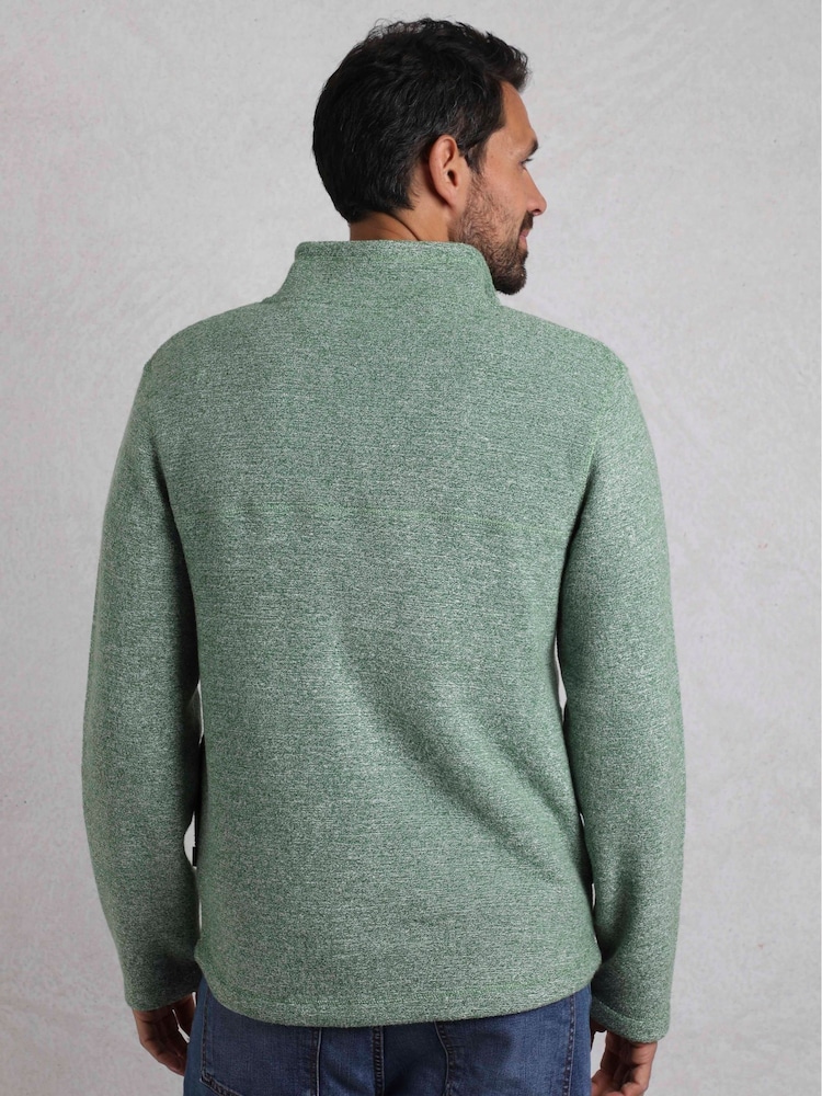 Weird Fish Green Laramie 1/4 Zip Snow Marl Fleece - Image 2 of 7