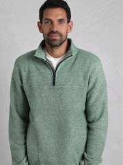 Weird Fish Green Laramie 1/4 Zip Snow Marl Fleece - Image 3 of 7