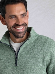 Weird Fish Green Laramie 1/4 Zip Snow Marl Fleece - Image 4 of 7