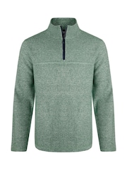 Weird Fish Green Laramie 1/4 Zip Snow Marl Fleece - Image 6 of 7