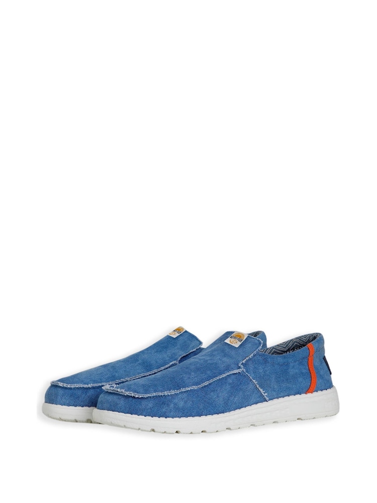 Weird Fish Blue Shoal Washed Canvas Lightweight 100% Cotton Slip-Ons - Image 1 of 4