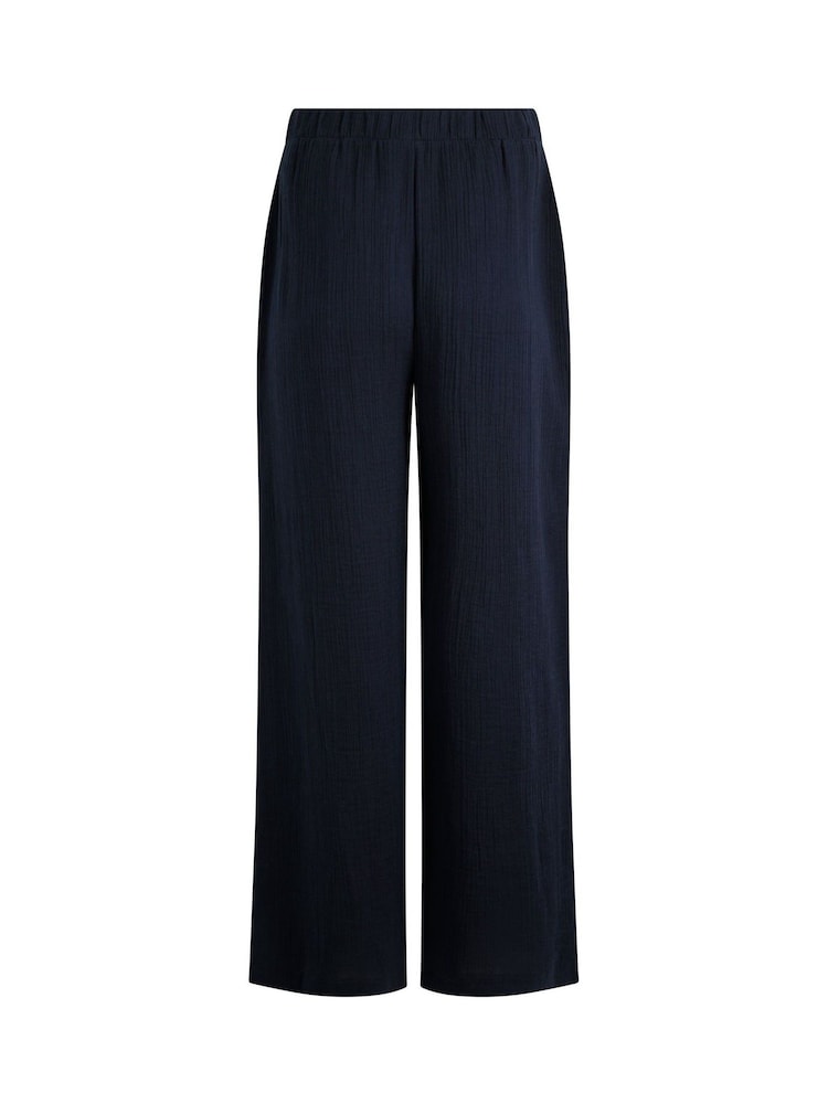 Weird Fish Blue Zelaya Doublecloth Wide Leg 100% Cotton Trousers - Image 7 of 7