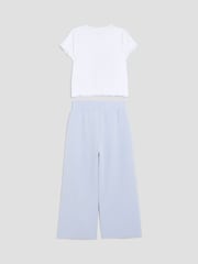 River Island Blue Girls 100% Cotton Smiley Track Pants Set - Image 2 of 4