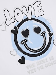 River Island Blue Girls 100% Cotton Smiley Track Pants Set - Image 3 of 4