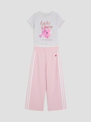 River Island Grey Girls Bow 100% Cotton Track Pants Set - Image 1 of 4