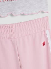 River Island Grey Girls Bow 100% Cotton Track Pants Set - Image 4 of 4
