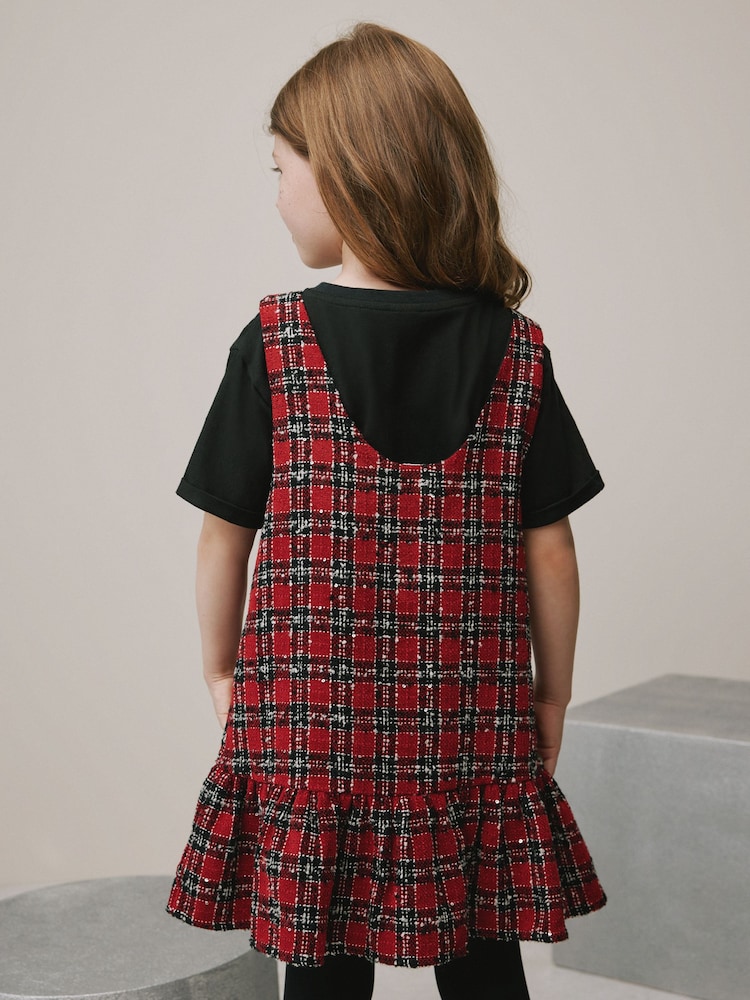 أحمر مربعات - Pinafore And T-Shirt Set (3-16yrs) - صورة 3 من 3