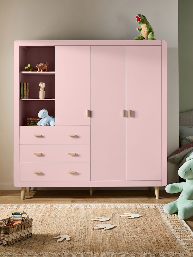 Dusky Pink Kids Alix Triple, 3 drawers Wardrobe - Image 1 of 7