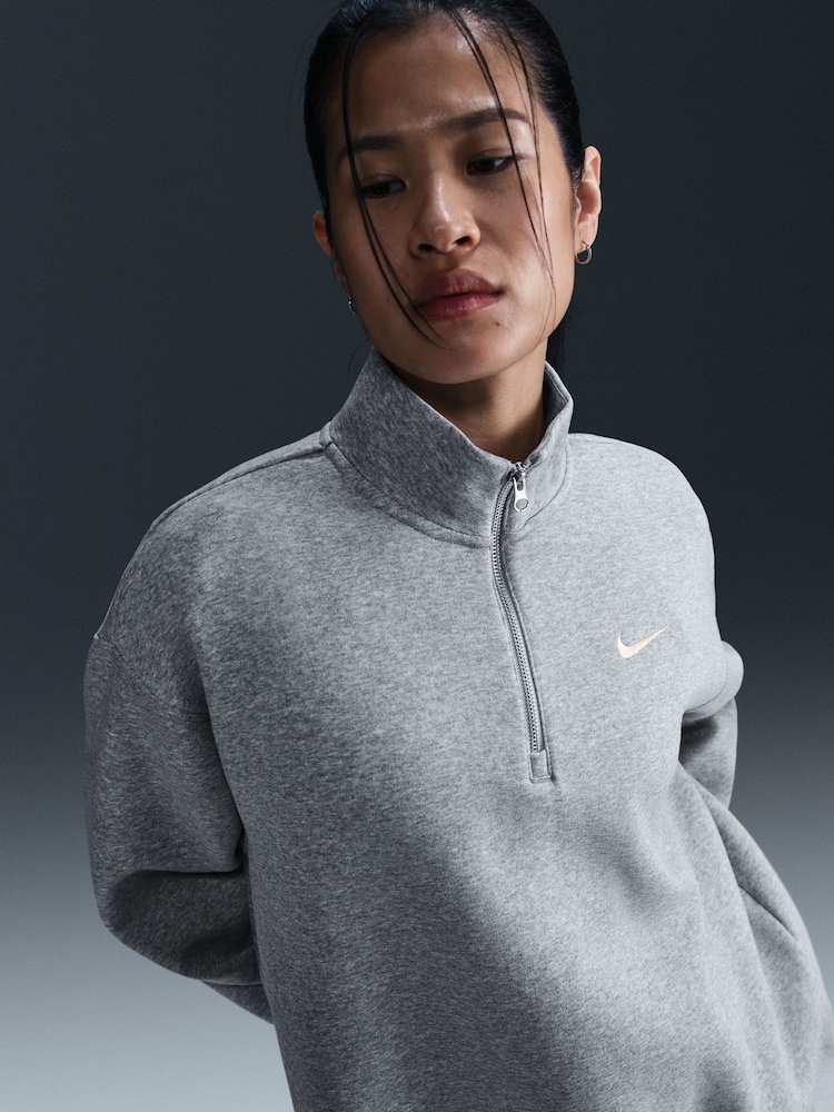 Buy Nike Grey Oversized Sportswear Phoenix Fleece 1/4Zip