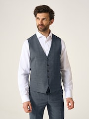 Skopes Grey Tailored Fit Self Check Anthony Suit Waistcoat - Image 1 of 4