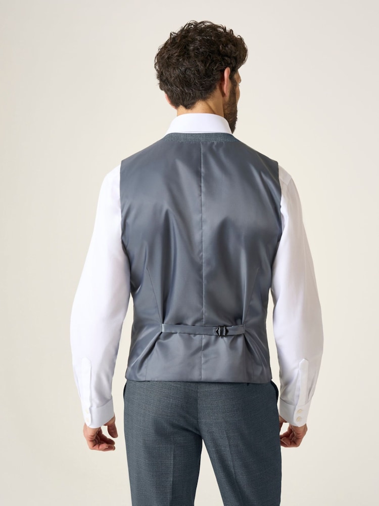 Skopes Grey Tailored Fit Self Check Anthony Suit Waistcoat - Image 2 of 4