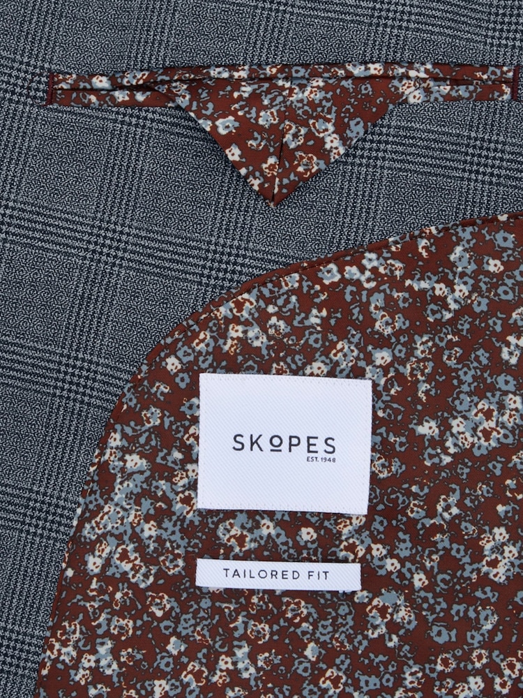 Skopes Grey Tailored Tailored Fit Self Check Anthony Suit Jacket - Image 6 of 6