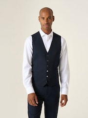 Skopes Blue Single Breasted Harcourt Tweed Effect Suit Waistcoat - Image 1 of 4