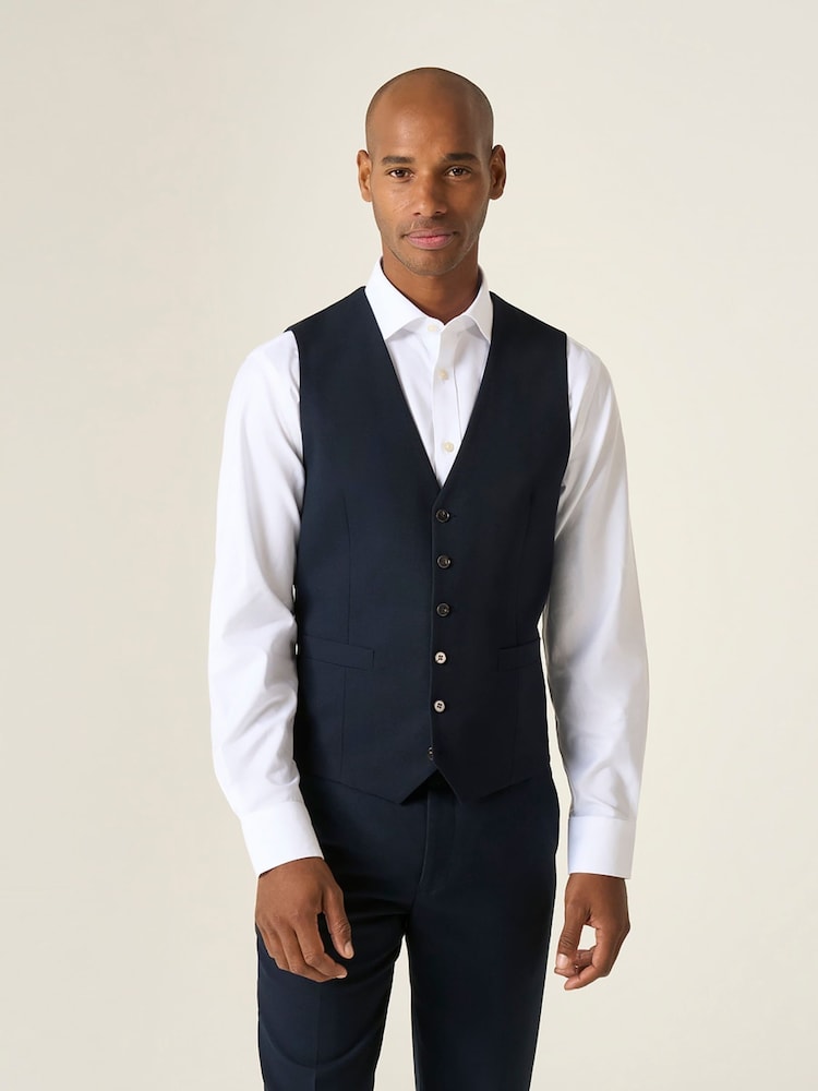 Skopes Blue Single Breasted Harcourt Tweed Effect Suit Waistcoat - Image 1 of 4