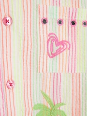 River Island White Girls Stripe Embroid Shirt Set - Image 5 of 5