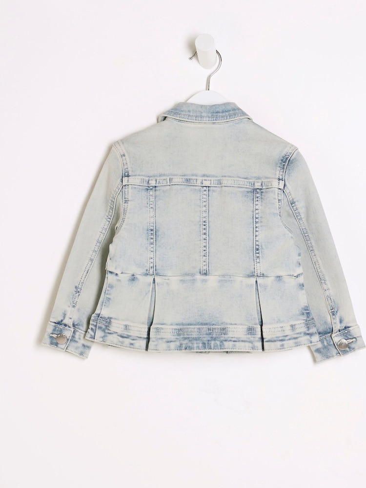 River Island Blue Girls Peplum Denim 100% Cotton Jacket - Image 2 of 4