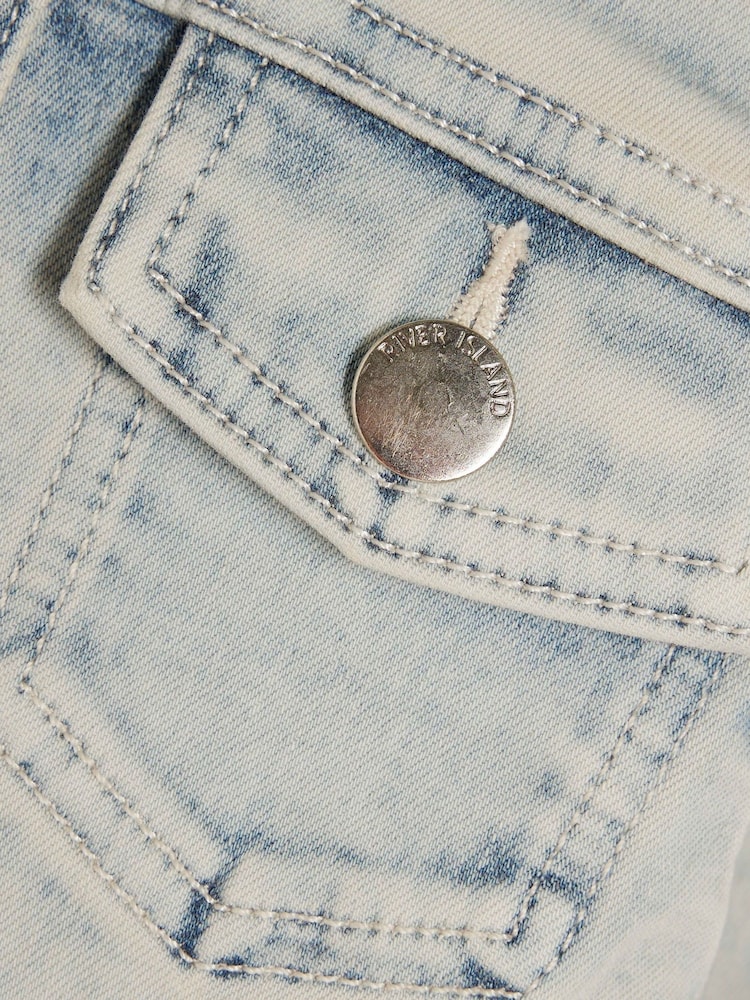 River Island Blue Girls Peplum Denim 100% Cotton Jacket - Image 4 of 4