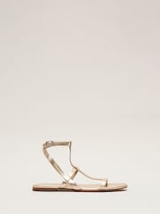 Phase Eight Gold Strappy Flat Sandals - Image 1 of 7
