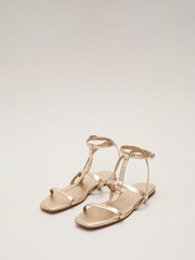 Phase Eight Gold Strappy Flat Sandals - Image 2 of 7