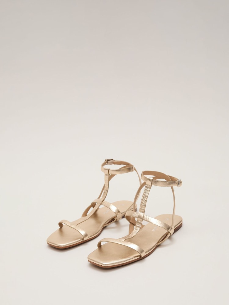 Phase Eight Gold Strappy Flat Sandals - Image 2 of 7