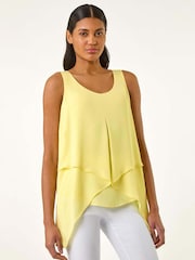 Roman Yellow Asymmetric Sleeveless Vest Top - Image 1 of 5