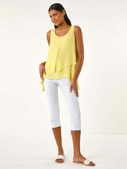 Roman Yellow Asymmetric Sleeveless Vest Top - Image 2 of 5