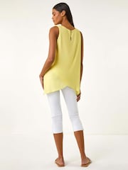 Roman Yellow Asymmetric Sleeveless Vest Top - Image 3 of 5