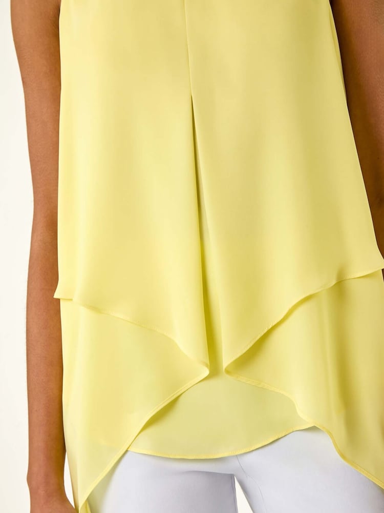 Roman Yellow Asymmetric Sleeveless Vest Top - Image 5 of 5
