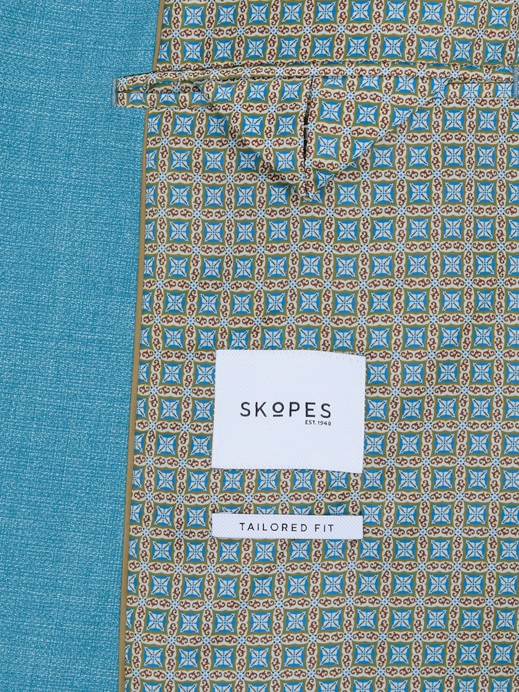 Skopes Aqua Blue Tailored Fit Jamie Semi Plain Blazer Jacket - Image 9 of 9 Skopes Aqua Blue Tailored Fit Jamie Semi Plain Blazer Jacket - Image 9 of 9