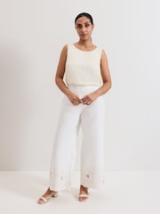 Phase Eight White Petite Svea 100% Cotton Trousers - Image 1 of 7