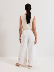 Phase Eight White Petite Svea 100% Cotton Trousers - Image 2 of 7