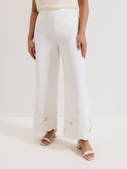 Phase Eight White Petite Svea 100% Cotton Trousers - Image 3 of 7