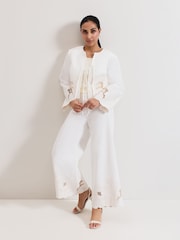 Phase Eight White Petite Svea 100% Cotton Trousers - Image 6 of 7