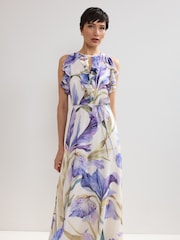 Phase Eight Purple Rachel Printed Dress - Image 4 of 8
