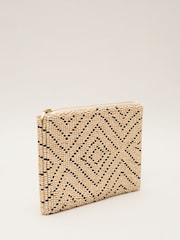 Phase Eight Natural Beaded 100% Cotton Clutch Bag - Image 2 of 3