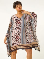 Roman Natural Curve Contrast Print Tunic Dress - Image 1 of 5