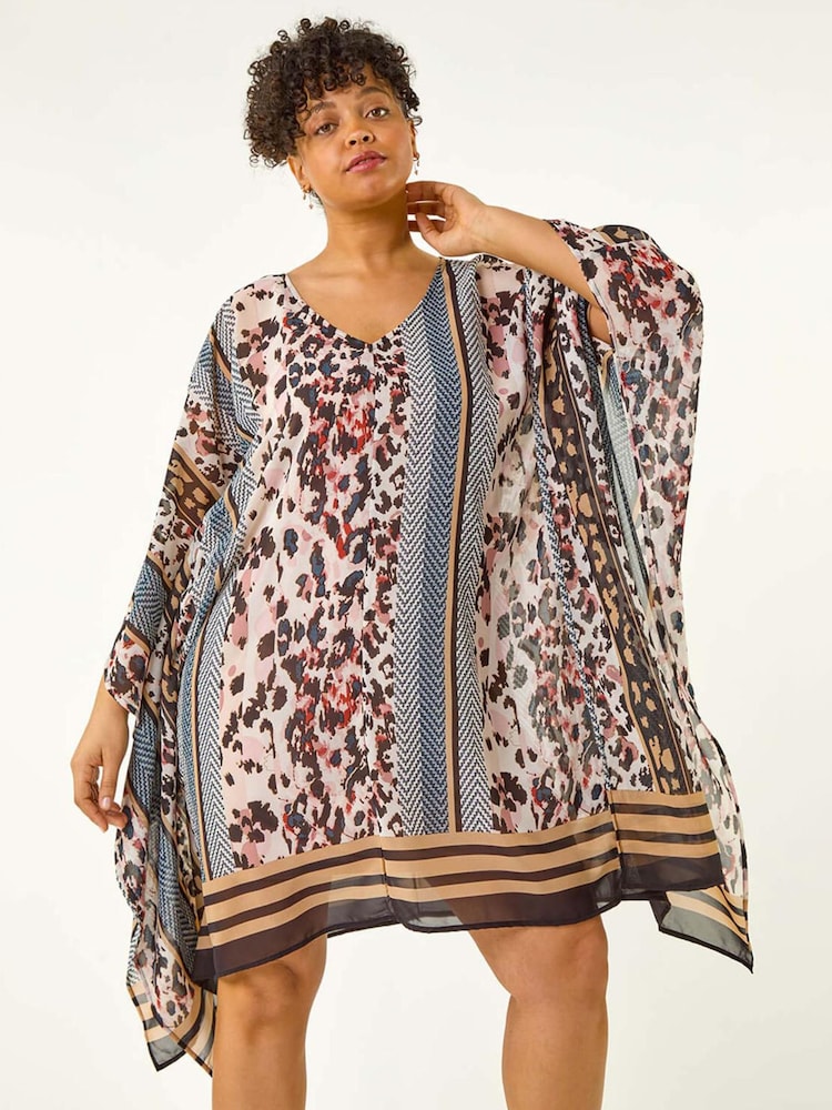 Roman Natural Curve Contrast Print Tunic Dress - Image 1 of 5