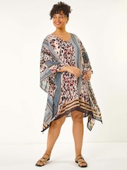 Roman Natural Curve Contrast Print Tunic Dress - Image 2 of 5
